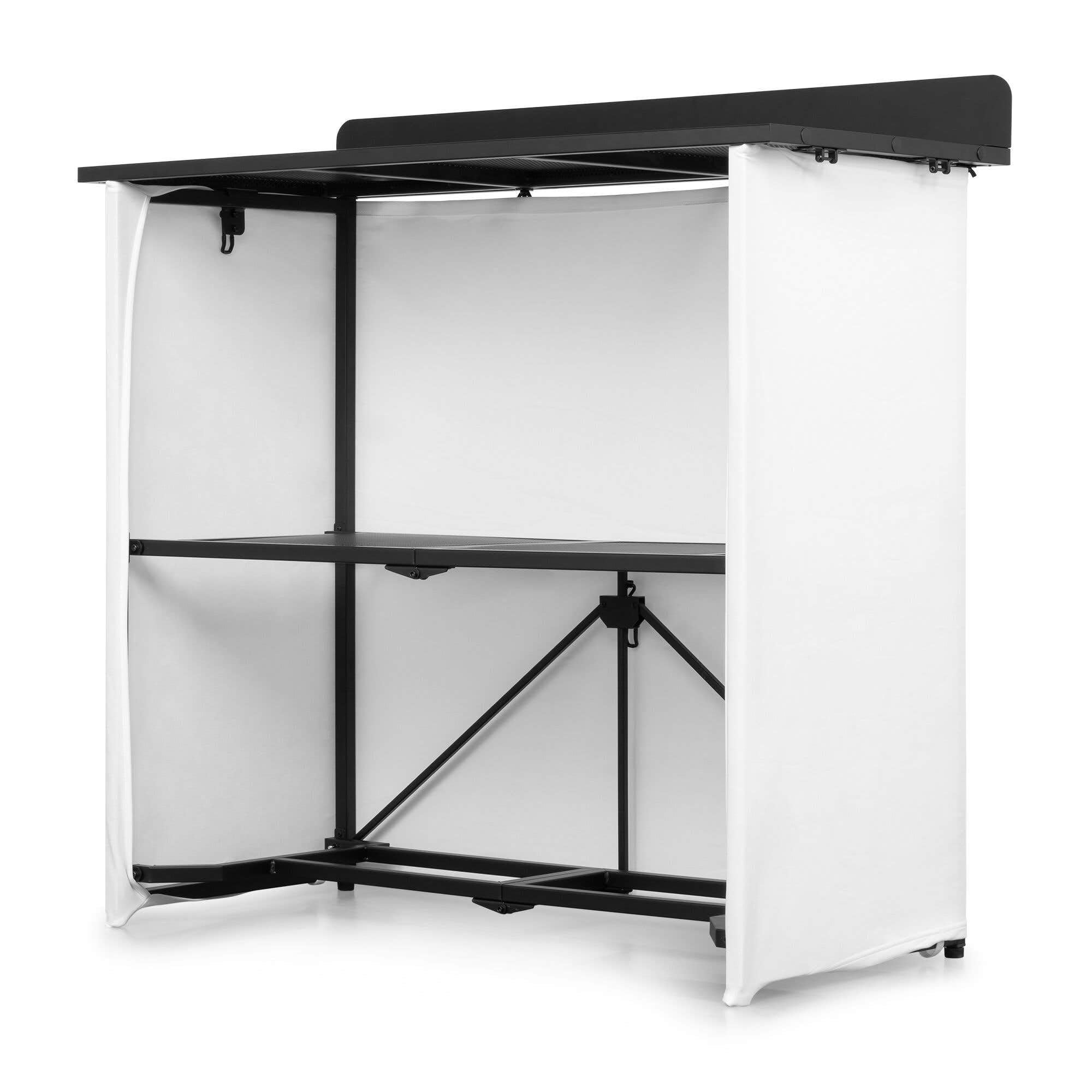 Vonyx DBF105 DJ Pult - Faltbarer DJ Tisch mit Tasche, 1 Meter, Klappbarer DJ Booth mit Schwarzer & Weißer Front, 25kg Traglast, Robust & Stabil, Perforiertes Alu, Multifunktionstisch für DJ Equipment