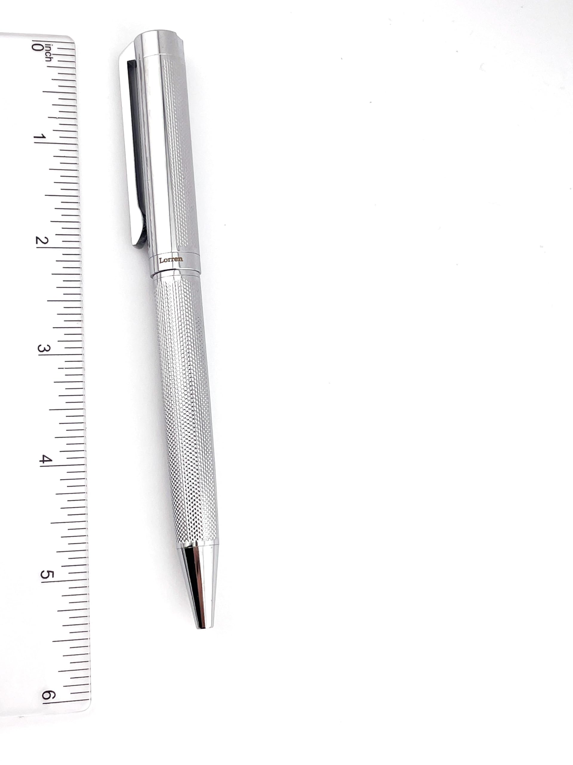 Pierre Lorren 18k White Gold Overlay Designer Silver Pen Blue Ballpoint Handmade with Black Extra Refill - Perfect Valentine Birthday, Graduation Gift for Him Boyfriend Grandson Son Symbol of SUCCESS