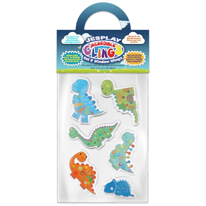 Buy Colorful Dinosaurs Thick Gel Clings Incredible Removable Window