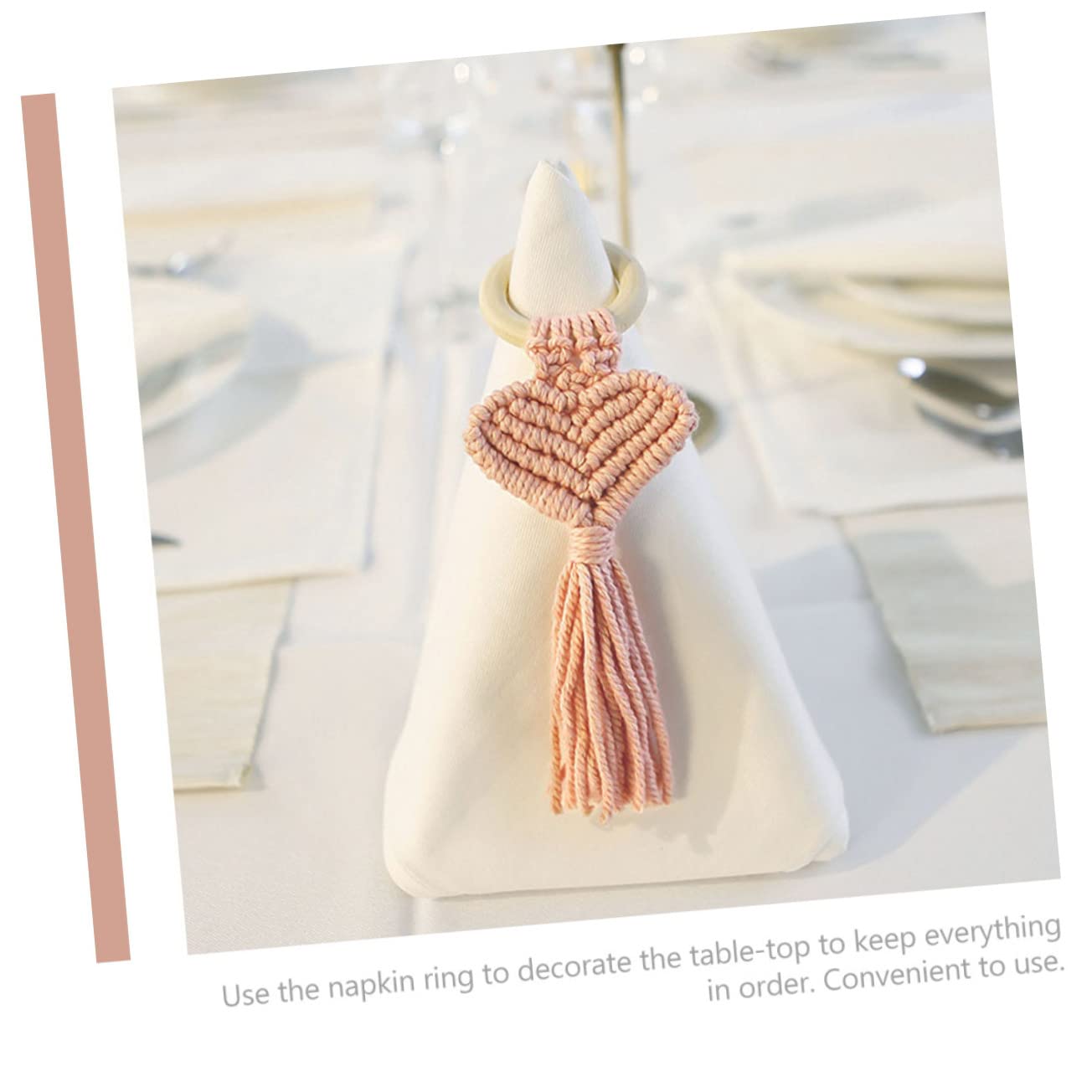 DECHOUS 8 Piezas servilletero de Madera Decoraciones de Ceremonia de Boda Porta Hebilla Trenzada mostrada decoración Decoracion de vajillas Hebilla de servilleta de Moda Tejer