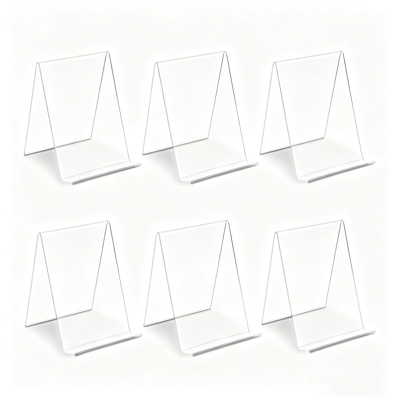 Clear Acrylic Book Stand,6 PCS Transparent Holder,Transparent Books Display Stands,for Cookbook Recipe Menu,Display Stand for Comic Open Book,Plastic Easel Alternative,Bookmark Rest for Shelves