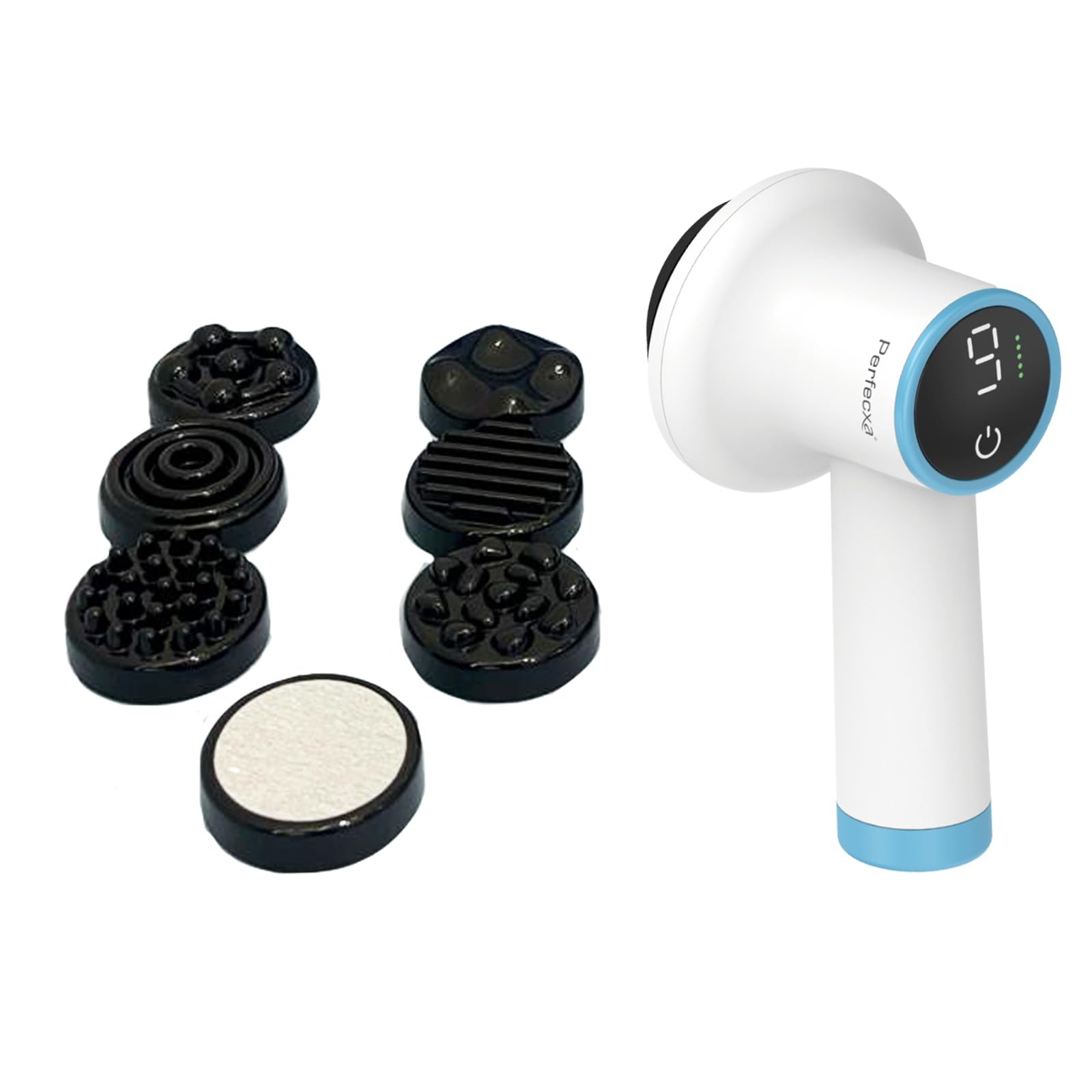 Wireless & Rechargeable Full Body Massager, Interchangeable 8 Heads, Mesh Cover 9 Speed Settings for Pain Relief, Muscle Relaxation, Back, Arms, Foot (Black,Blue,White)-image-45