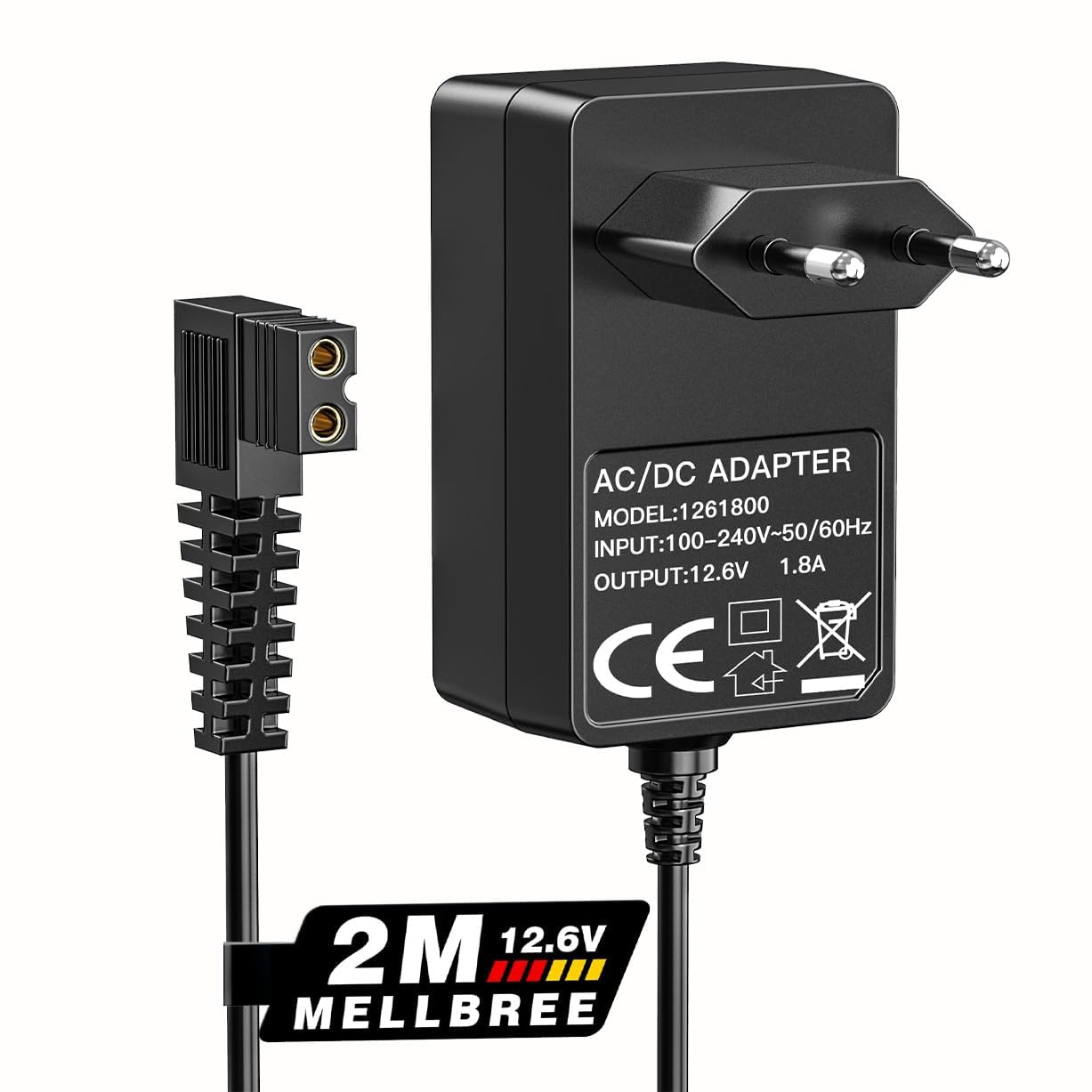 Mellbree Ładowarka 12,6 V do robota basenowego Aiper Seagull SE 600/1000/1500/P1111/Pilot H1 | zapasowy przewód zasilający 2 m do automatycznego odkurzacza basenowego, bezpieczne i wydajne ładowanie