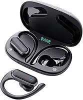 BR Lion Fone de Ouvido Bluetooth sem fio Fone TWS Bluetooth Com Cancelamento De Ruído Esportivo bluetooth com ganchos de ouvido com microfone 60 horas de reprodução (Preto-A520)