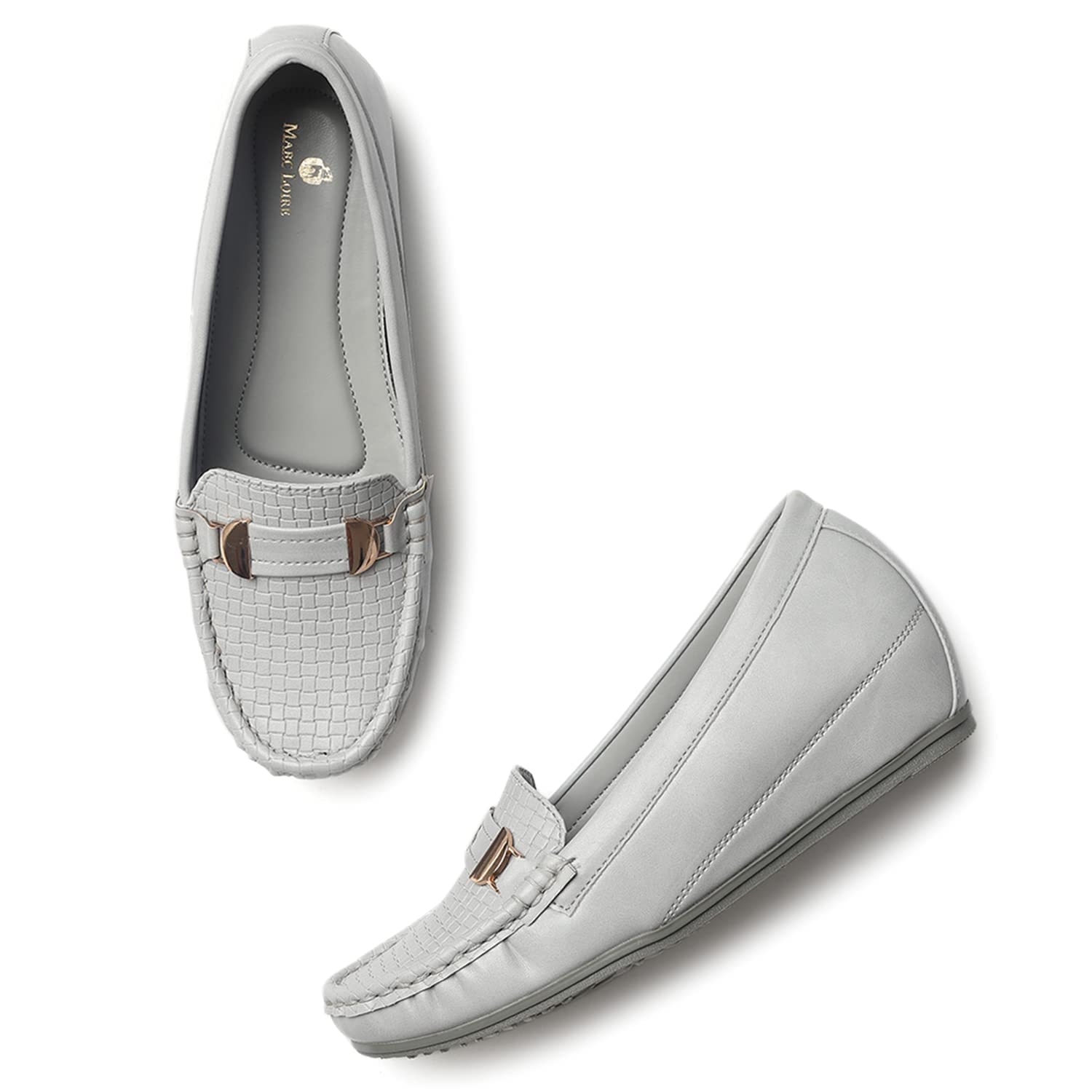 Marc Loire Womens Grey Platform Wedge Ballet Loafer Shoes - Casual And Formal Moccasins Footwear, 8 UK (B09VH1HVJP) Amazon Price History, Amazon Price Tracker