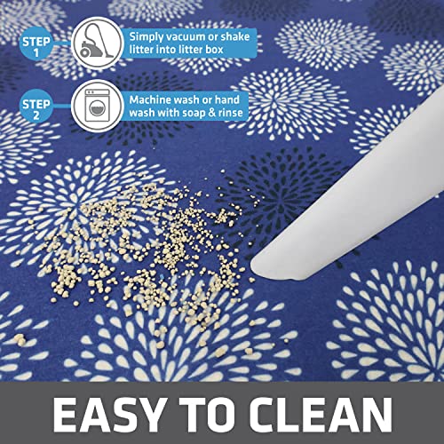 Image of Drymate Cat Litter Box Mat, Litter Trapping Mat, Waterproof, Urine-Proof, Absorbent, Machine Washable, Soft on Paws, Contains Mess, Protects Floors, Kitten Supplies, Dark Blue, 29x36 XL