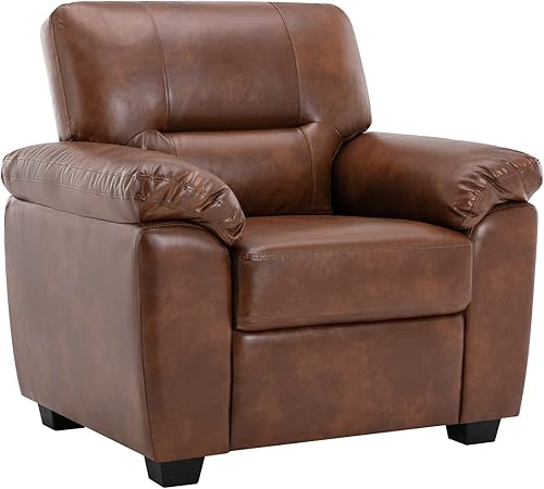 Morden Fort Silla decorativa de piel sintética, muebles modernos de lujo y cómodos de mediados de siglo para sala de estar, apartamento, oficina,