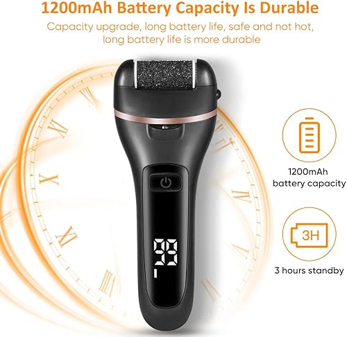 Miniatura 7 de Removedor eléctrico de callos y pulidor de pies, recargable, impermeable, juego de pedicura (negro), 20 unidades (paquete de 10)