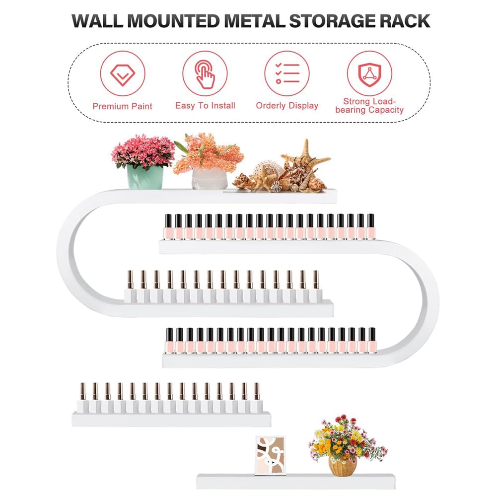 Organizador de esmaltes de uñas y pintalabios Blancos, Paquete de 2; Expositor de cosméticos Colgante de Estilo Americano, para Montaje en Pared; Expositor de Pared para frascos de Perfume d