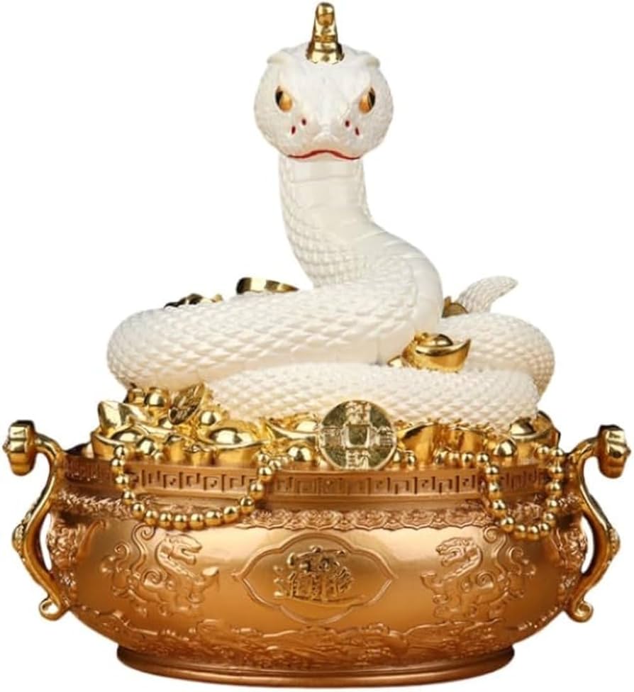 Amazon.co.jp: 風水 白蛇 置物 へび 弁財天 白蛇の置物 しろへび