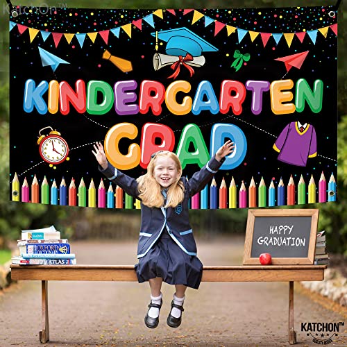 Image of KatchOn, Kindergarten Graduation Backdrop - Large 72x44 Inch | Kindergarten Grad Banner | Kinder Grad Backdrop | Graduation decorations 2026