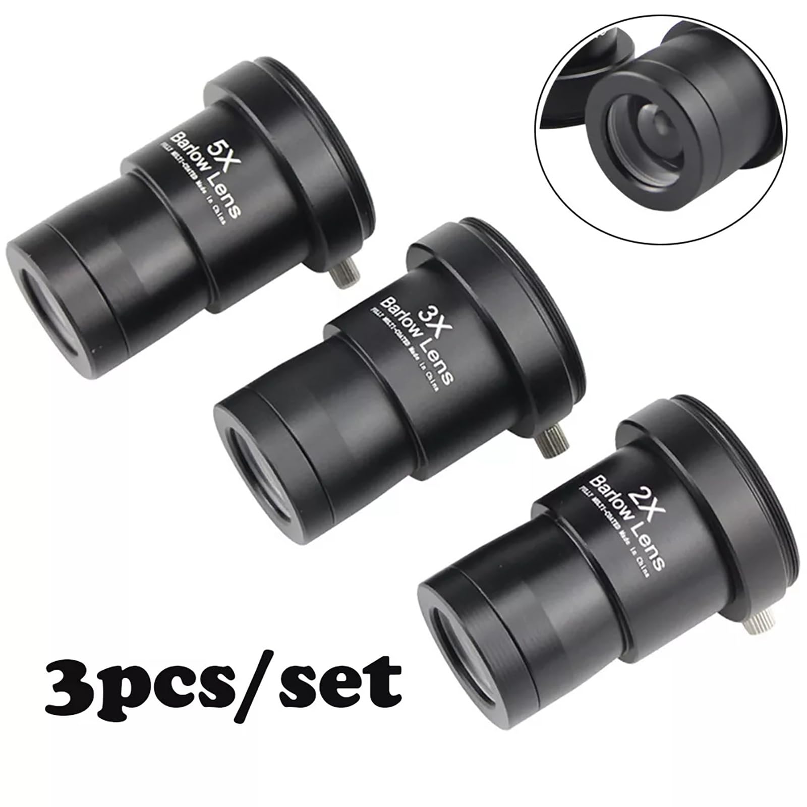 3 lentes Barlow, 2 lentes oculares 3 x 5 x 1.25 pulgadas, telescopio astronómico Barlow