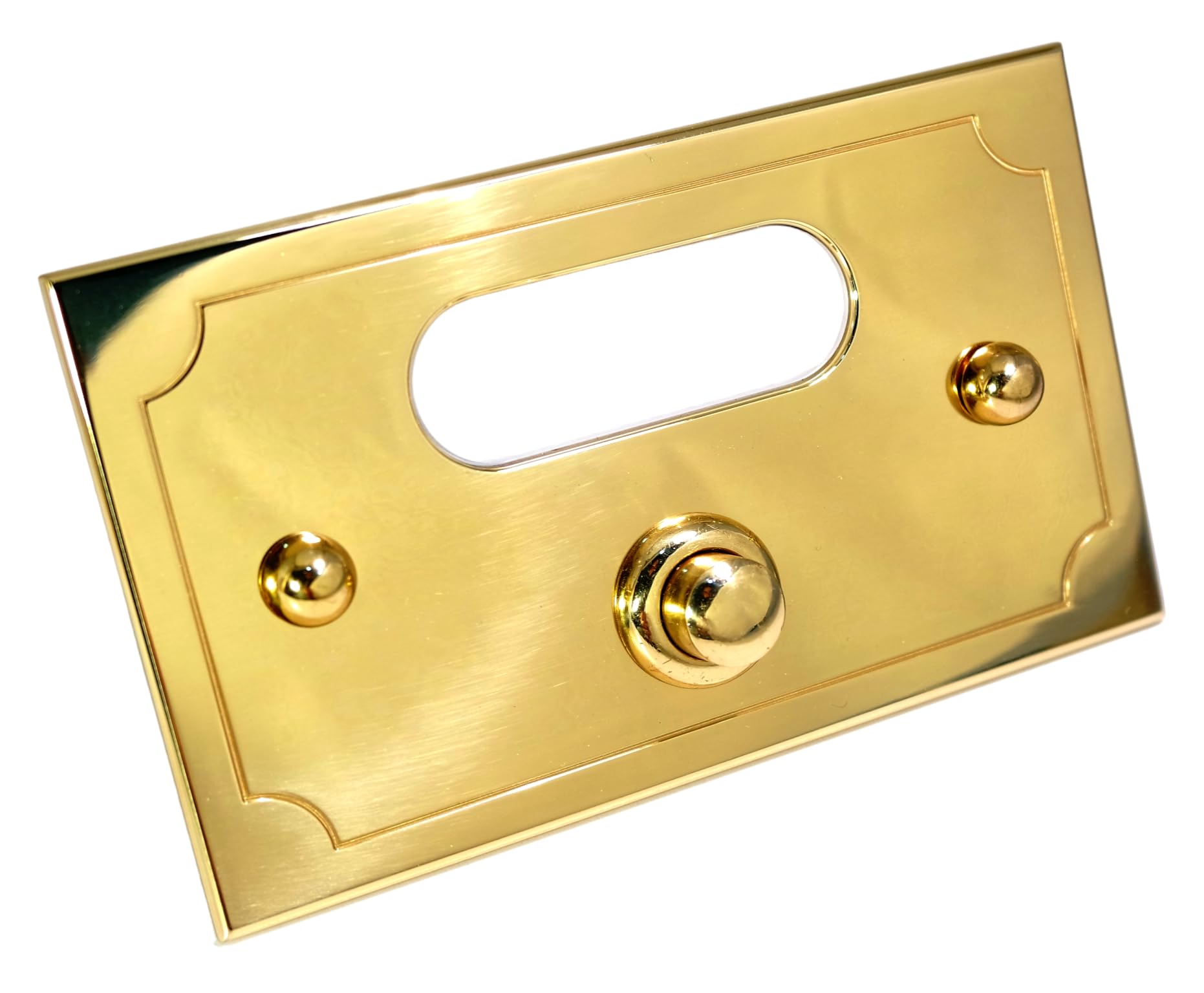Neroni Mameli Campanello in Ottone Lucido per Esterno abitazione - Porta Ingresso Casa, con Pulsante Elettrico - Modello Ottaviano - Made in Italy