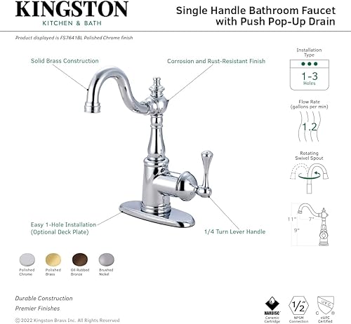 Miniatura 3 de Kingston Brass FS7642BL - Grifo de baño vintage inglés, 6-14 pulgadas, latón pulido
