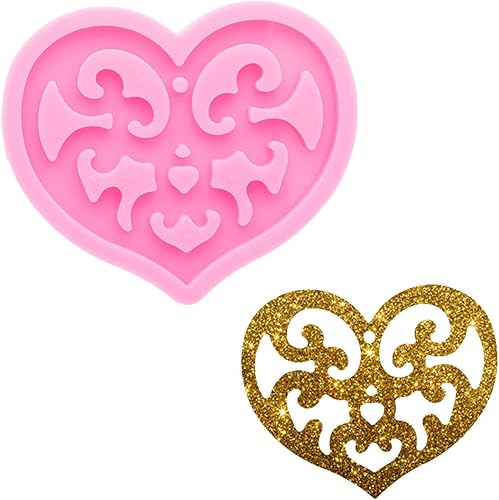 Molde de silicona con forma de corazón brillante brillante y brillante, moldes de resina epoxi para bricolaje, llavero, colgante, fabricación de