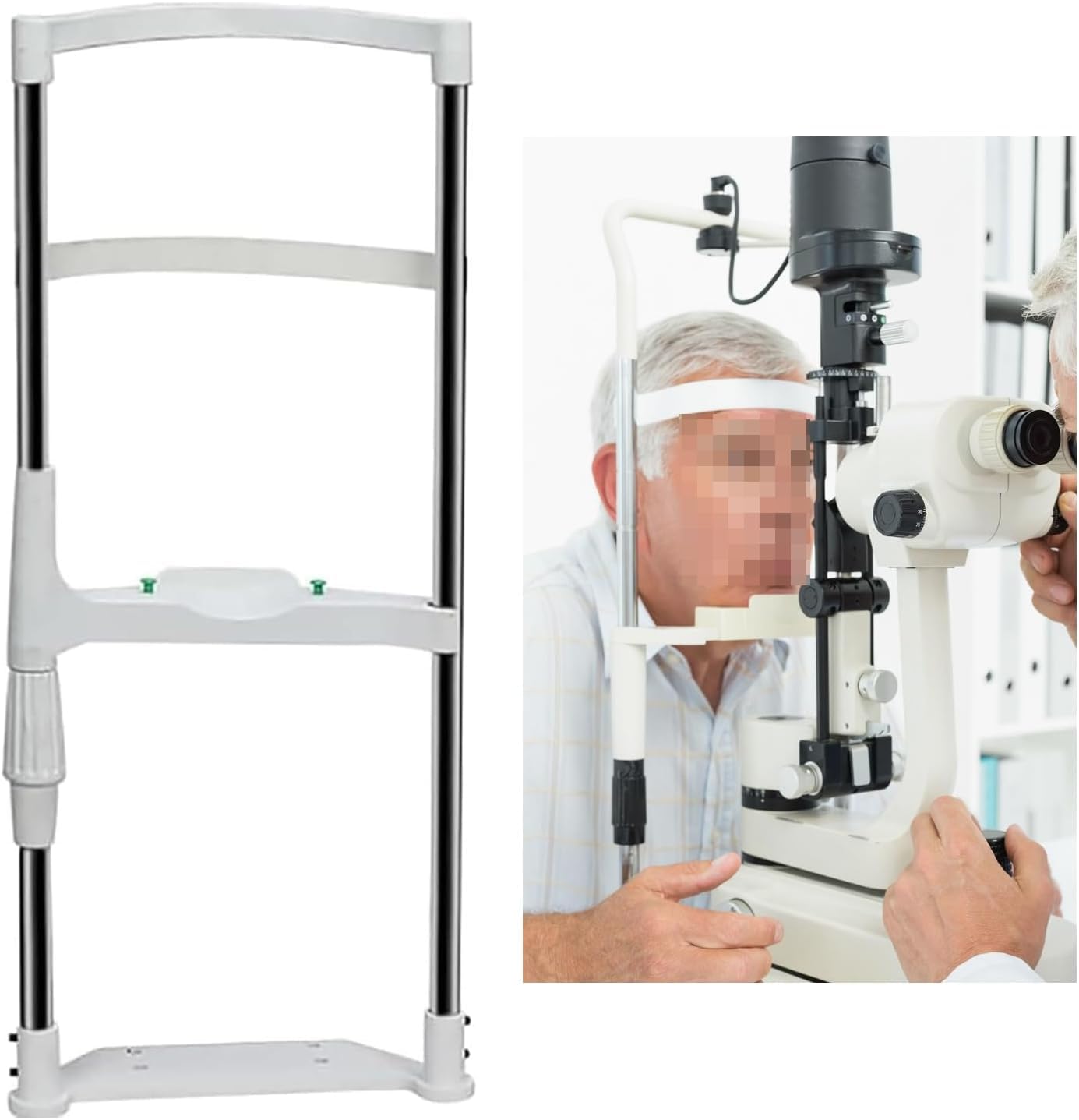 Support frontal et mentonnière réglables pour éviter les erreurs de mesure optique