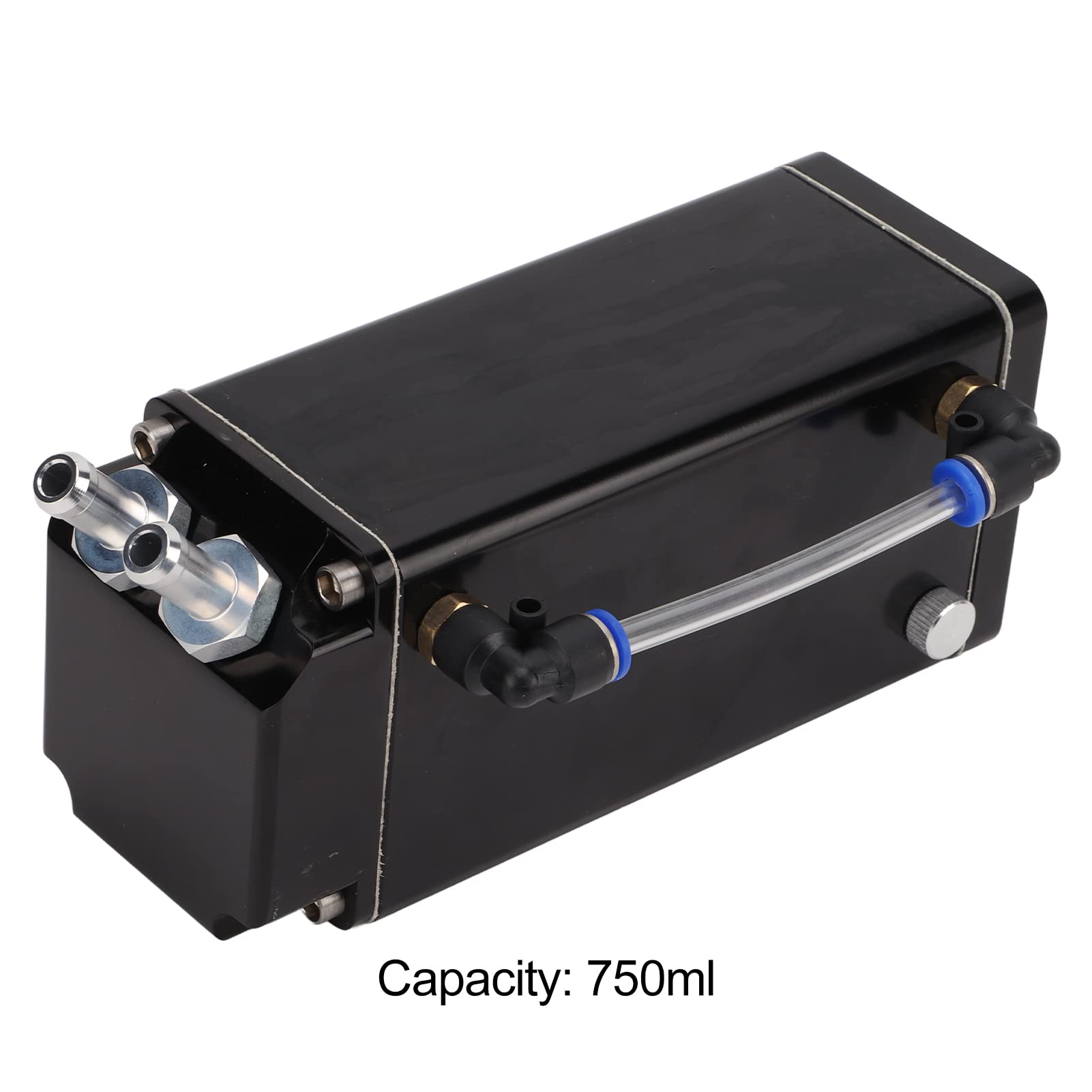 Tbest Oil Catch Tank Kit, Motoröl Catch Can Kit 750ml Fassungsvermögen Aluminiumlegierung Ersatz für Camaro(Schwarz)