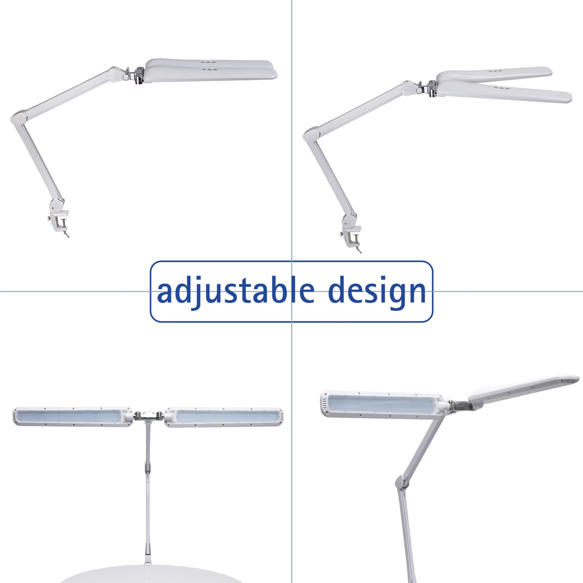 MAUL Lampa biurkowa LED MAULcraft duo biała z zaciskiem i ściemnianiem | szeroki obszar światła, mniej cieni na blacie, wygodne ustawienie kąta, mocny zacisk oszczędza miejsce