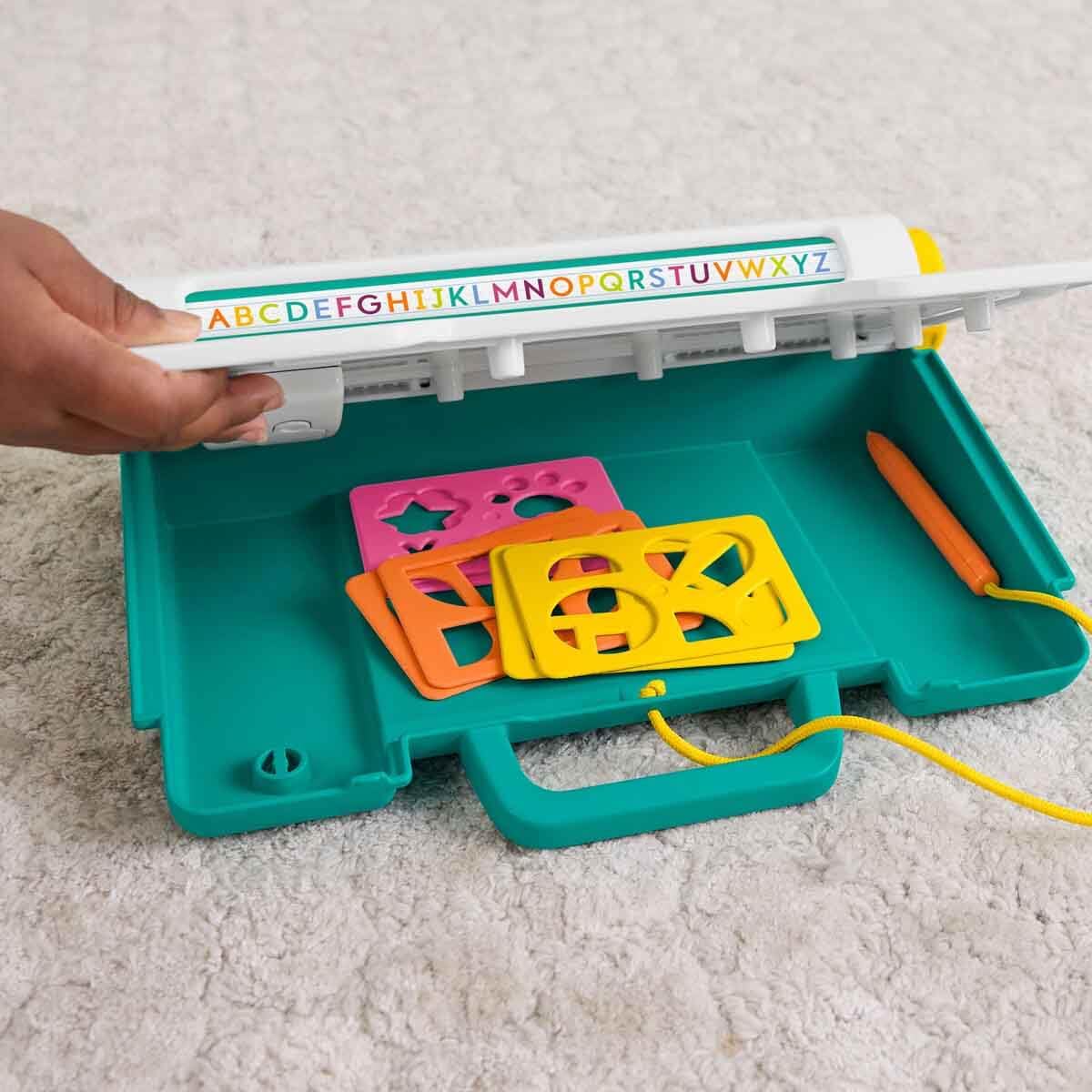 Fisher-Price Tabliczka znikopis „Rysuj i ucz się” z ekranem LCD do pisania i rysowania bez bałaganu, tablica, zabawka edukacyjna do kreatywnej zabawy i rysowania, dla dzieci od 3 roku życia, JDL70