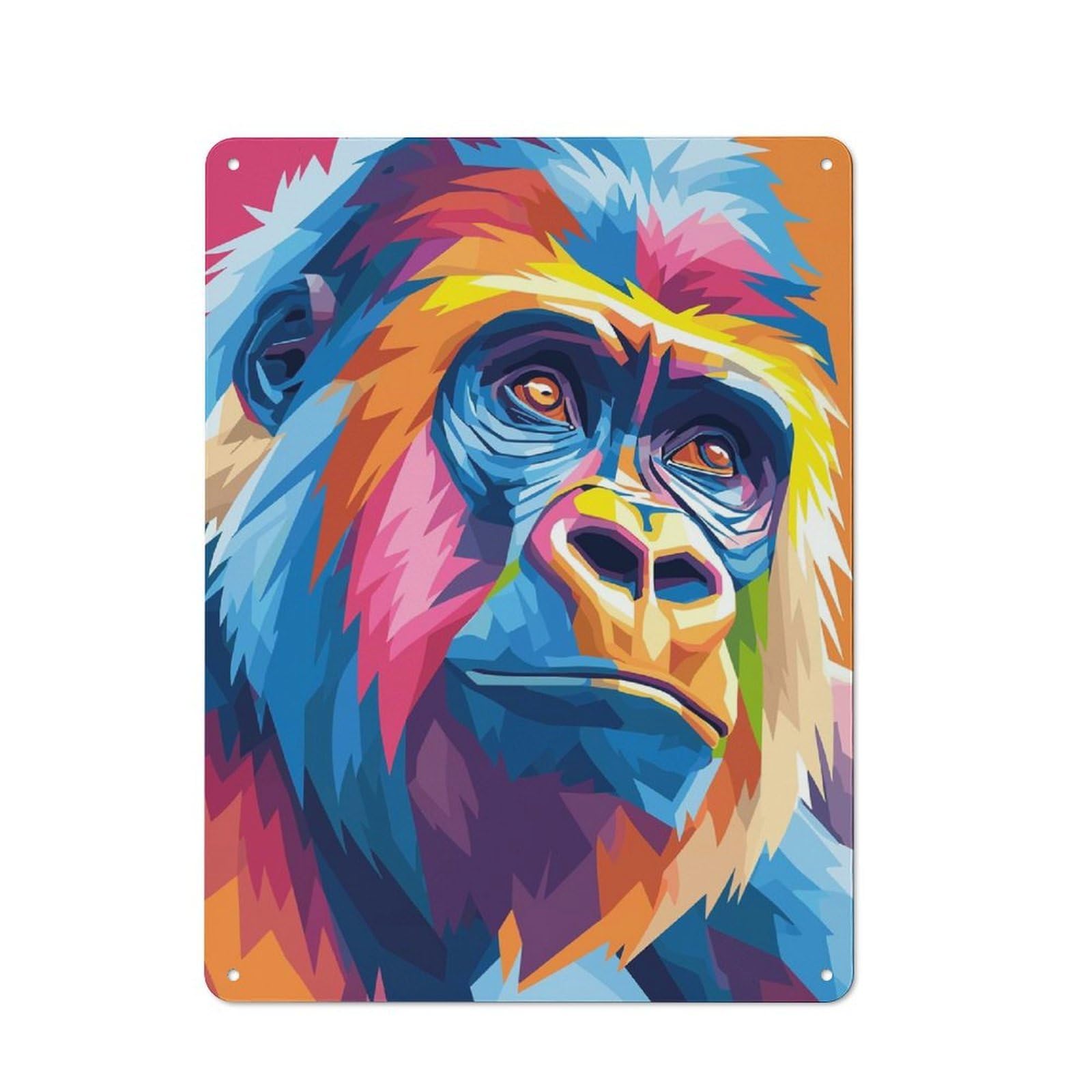 Junmoney Colorful Gorilla Portrait Vintage Metal Gift Sign 40X30cm, Novelty Wall Art For Hallway, Home Bar, Garage Or Study