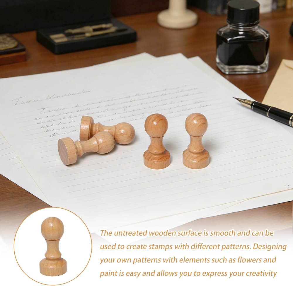 12 Piezas Soporte Sellos Madera Sellos Personalizados de Madera 30 mm Sello Madera Duro en Blanco para Sellos Laser y Bricolaje