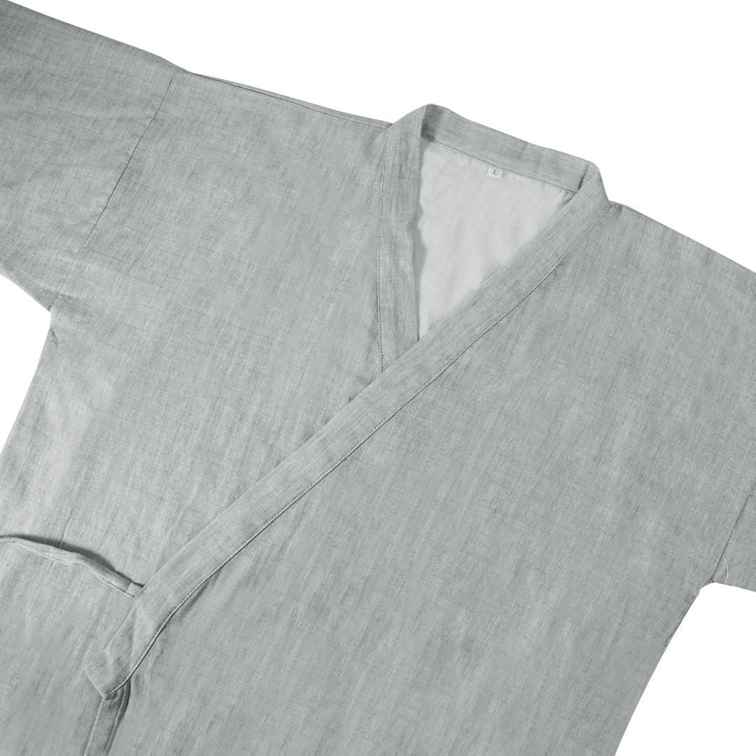 SIQITECHNO Men Summer Kimono Bathrobe Long Cotton Yukata Woven Striped Pajamas Loungewear Mens Bathrobe Sleepwear Nightgown - Image 4