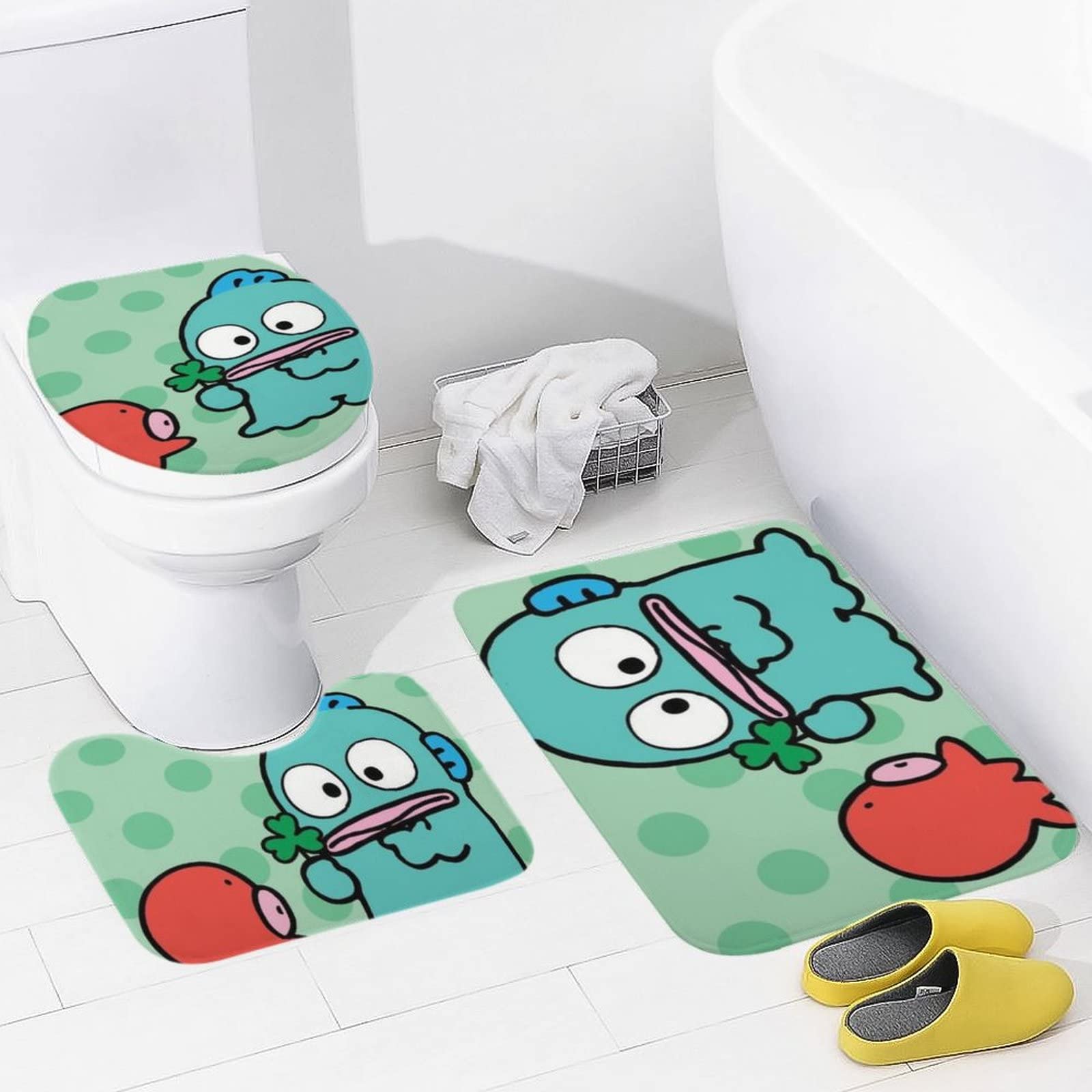 ハンギョドン　まとめ売り　バスマット　キッチンマット　トイレマット　枕カバー Amazon｜ハンギョドン っています トイレマット 3点セット 吸水速乾