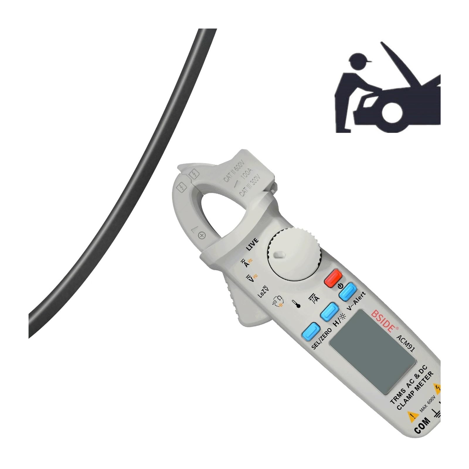 Digital Clamp Meter Current Professional AC/DC Auto Car Repair TRMS Multimeter Live Check NCV Capacitor Election Tester(ACM91(Black))