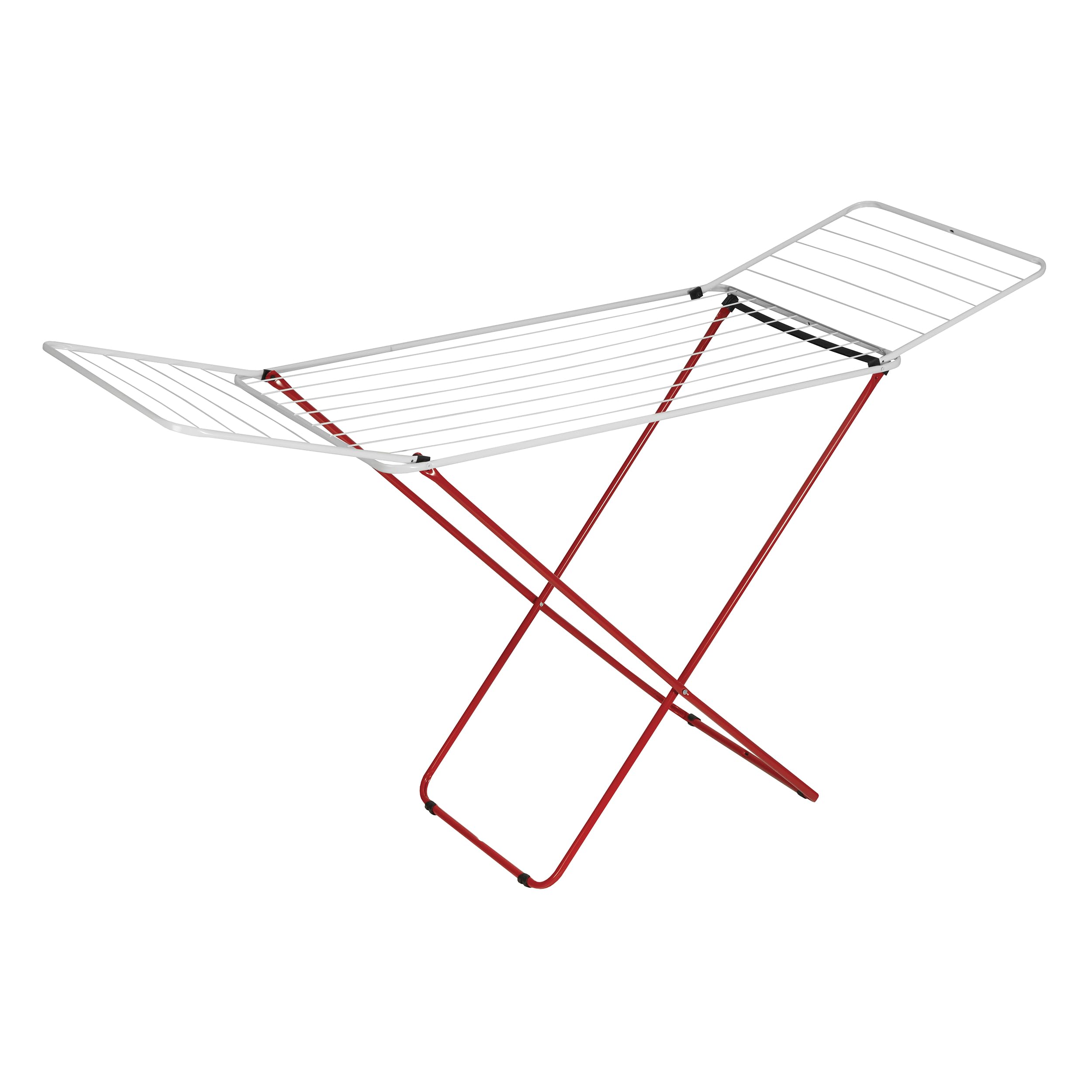 Étendoir à ailes 18M MSV en acier blanc et rouge pliable pour le séchage intérieur et extérieur