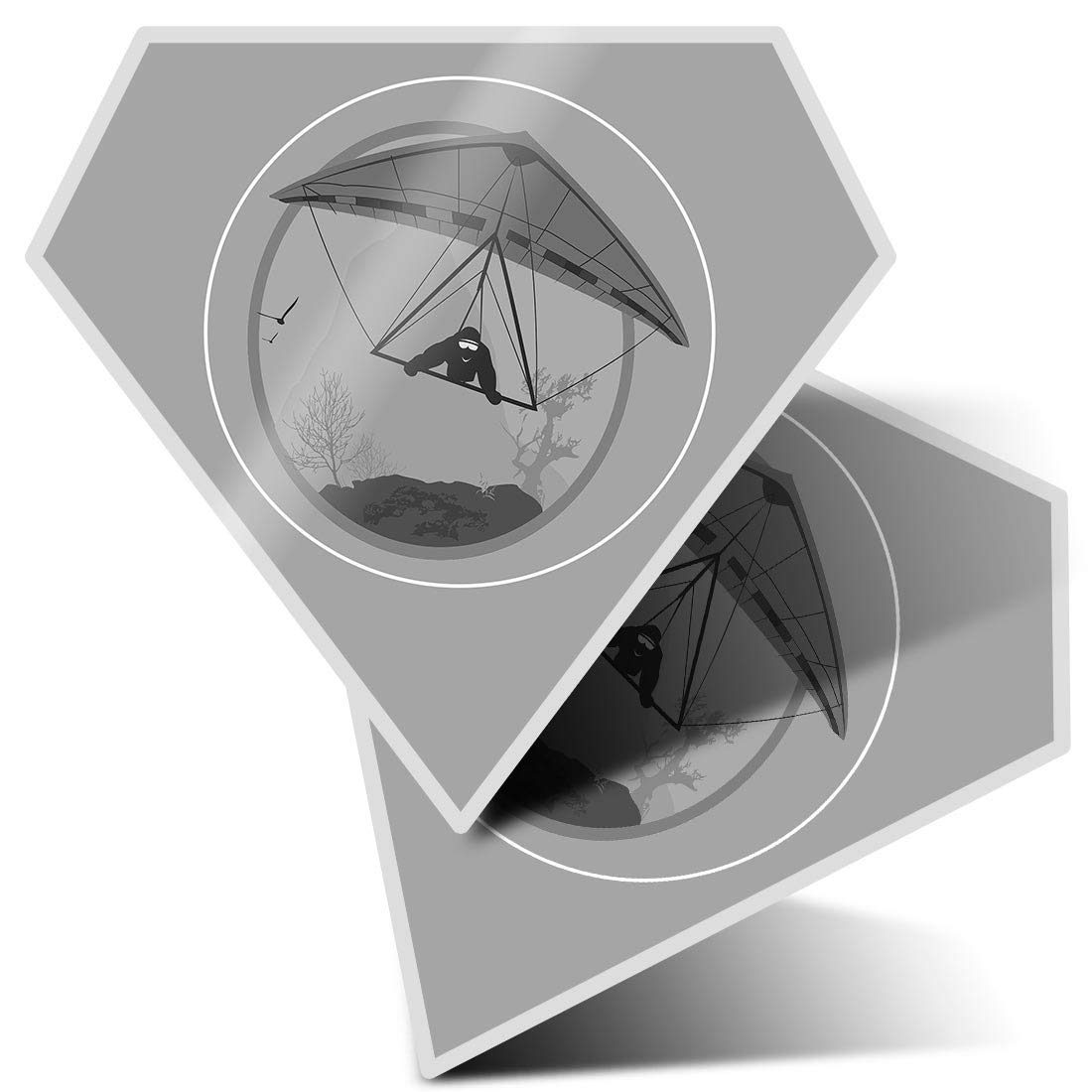 2 x Diamond Stickers 7.5 cm BW - Hang Gliding Extreme Sports Fun Decals for Laptops,Tablets,Luggage,Scrap Booking,Fridges, #40665