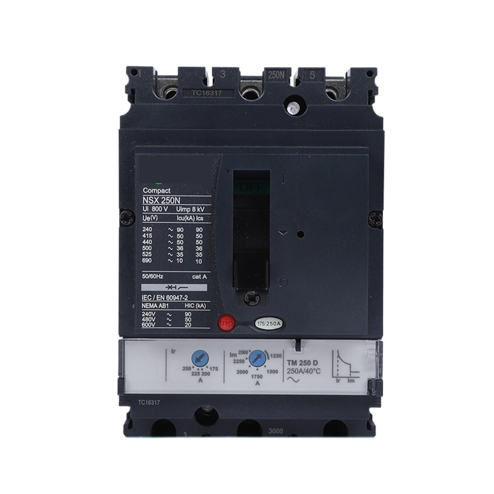 Disjoncteur compact NSX250F TM200D triphasé matériel tableau électrique distribution