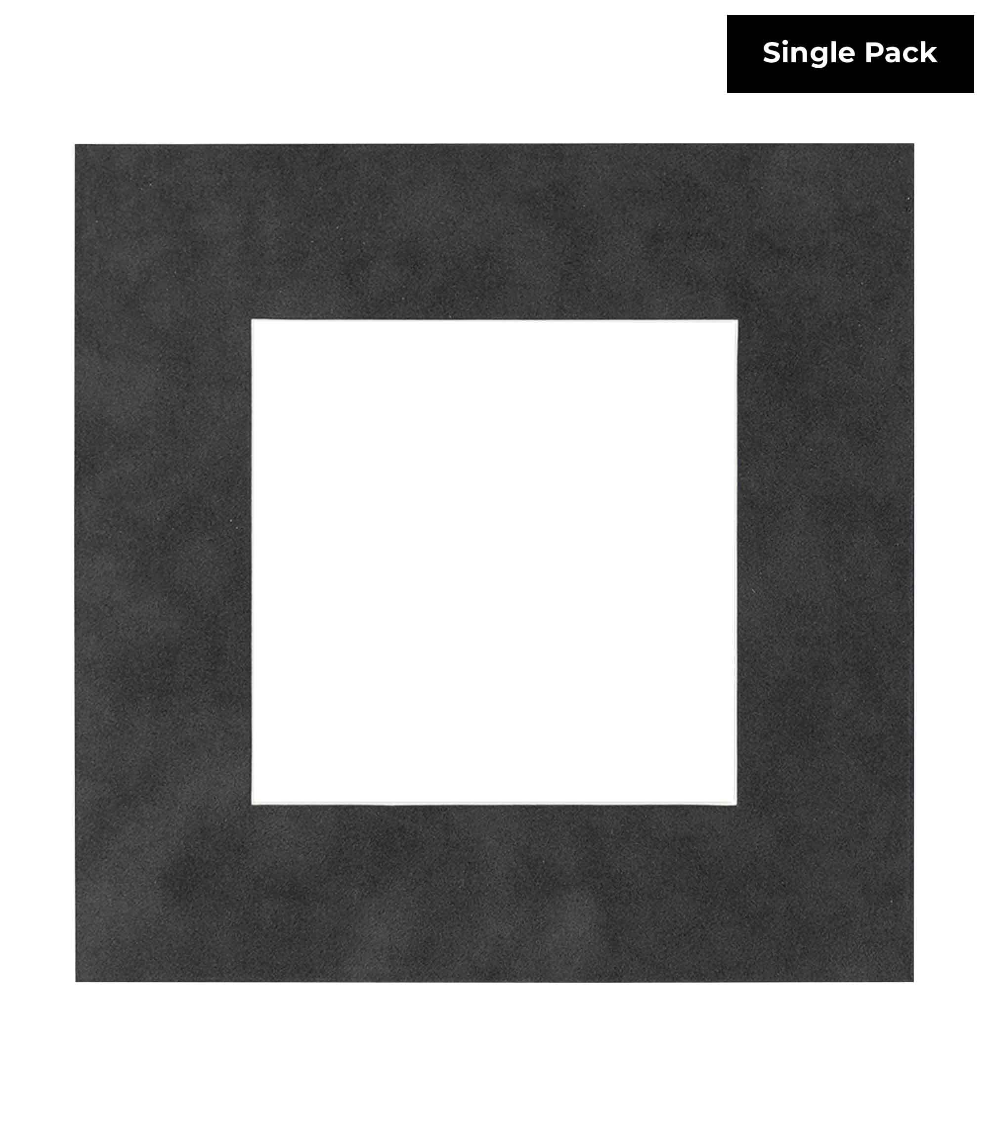 CountryArtHouse Dark Grey Suede Acid Free 12x12 Square Picture Frame Mat with White Core Bevel Cut for 8x8 Pictures - Fits 12x12 Frame - Pack of 1 Matboard Show Kit with Acid Free Backing & Clear Bag