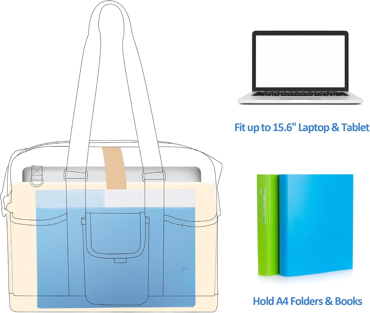 Damero Teacher Tote Bag with Laptop Compartment, Teacher Work Bag with Side Fasten Snaps for Women and Teaching Supplies - Image 5