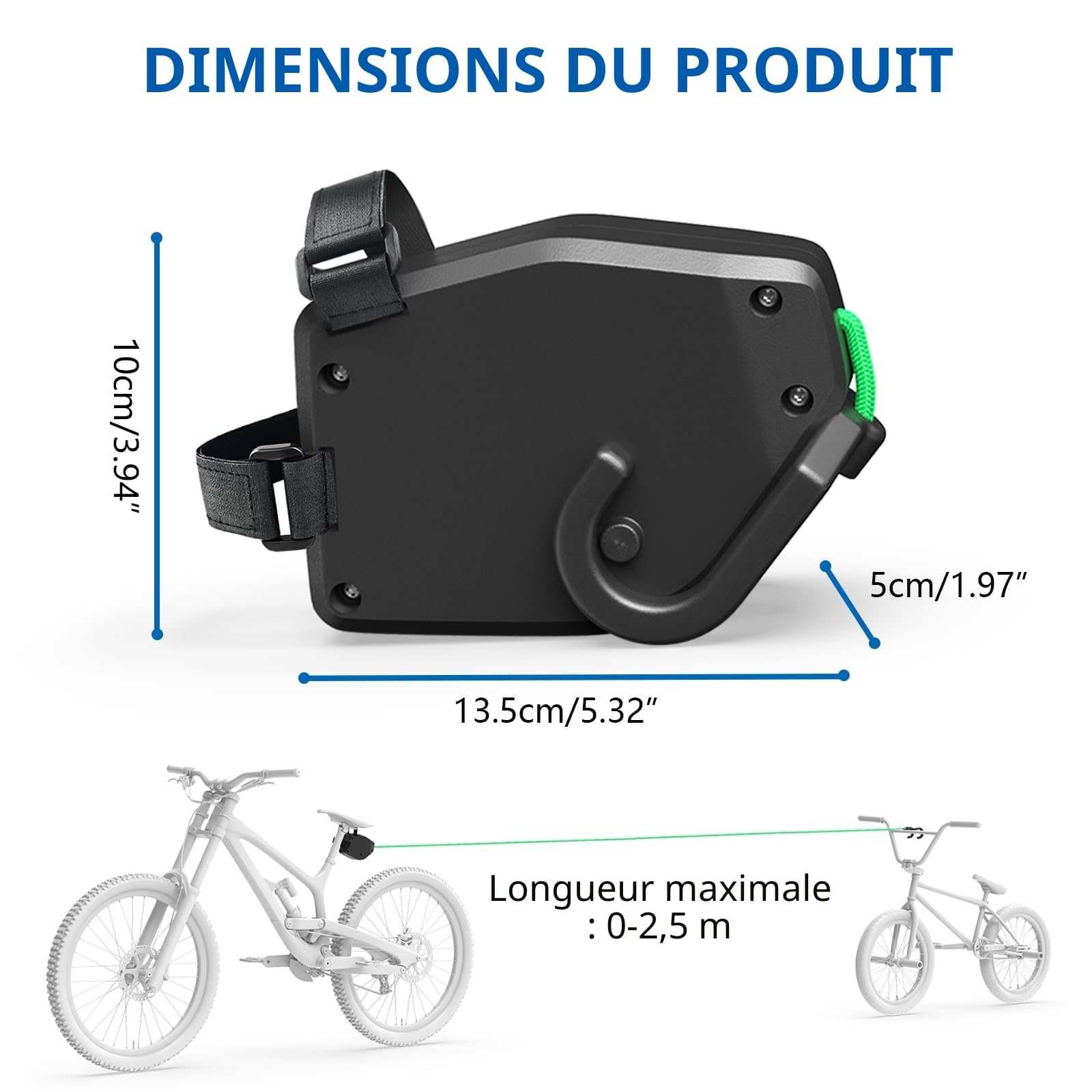 FIVAVA Corde de Remorquage de Vélo Rétractable, Barre Traction Velo Enfant