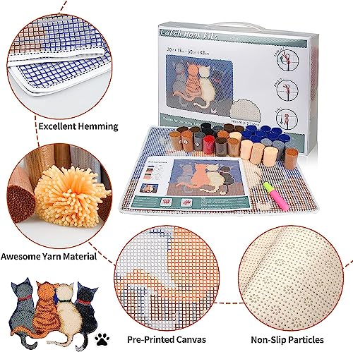 Image of Latch Hook Pillowcase Kits Set Eagle and Flag Cushion Cover Latch Hook Carpet Rug Pillow Cover Throw Pillow Craft Kits with Printed Canvas for Starter - 17 x 17 Inch
