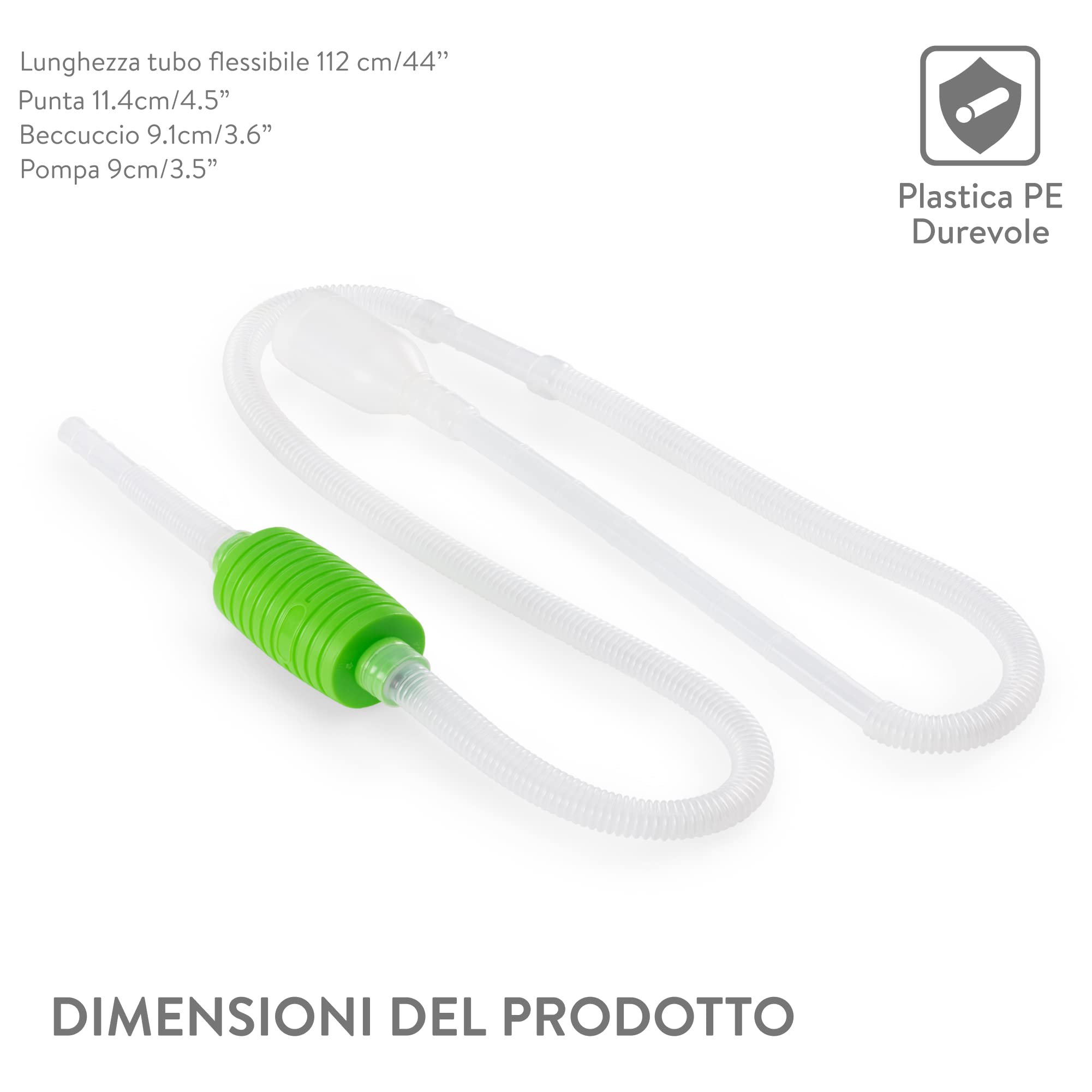 Luigi's Sifone Acquario - Pompa Pulizia Acquario Manuale - Aspirarifiuti Fondo per Svuotare e Cambiare Acqua - Aspiratore Veloce e Sicuro - Accessori Acquari Pesci Rossi