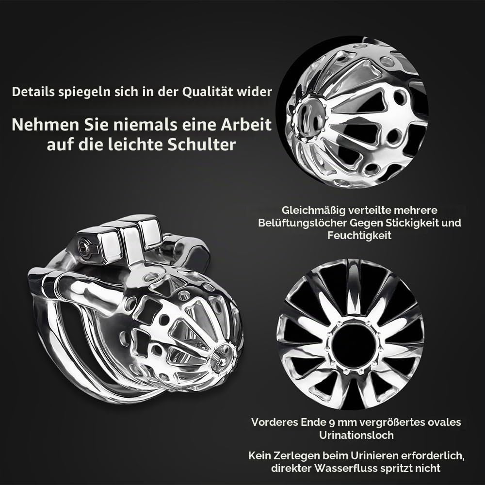 Edelstahl Peniskäfig mit PA-Ring Sexspielzeug für Männer Metall Atmungsaktiver Keuschheitskäfig mit Penisring Herren Penis Bondage Keuschheit SM Bondage CBT Extrem Sex Toys für Männer (45mm)