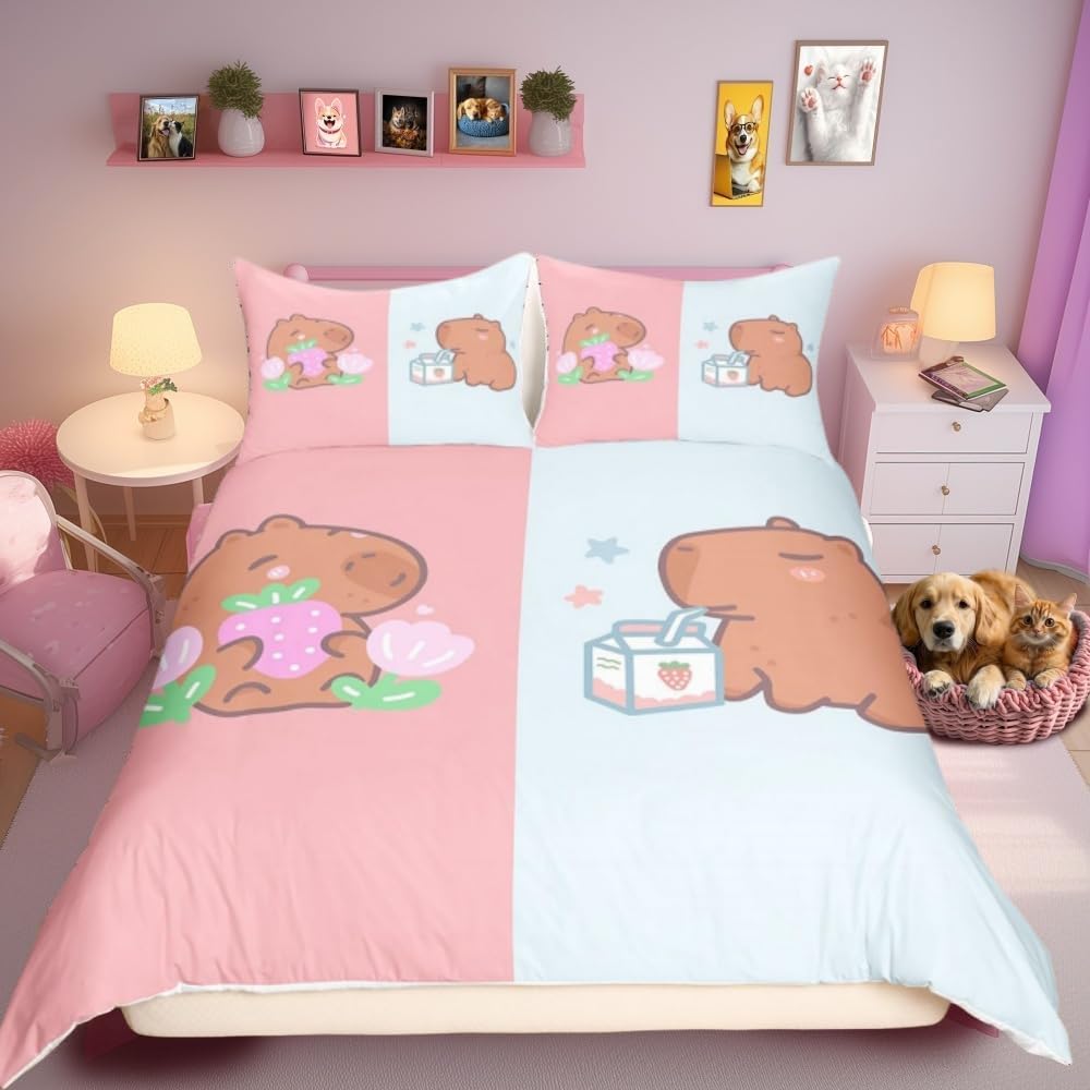 Housse de couette Capybara pour une chambre d'enfant douce et cosy