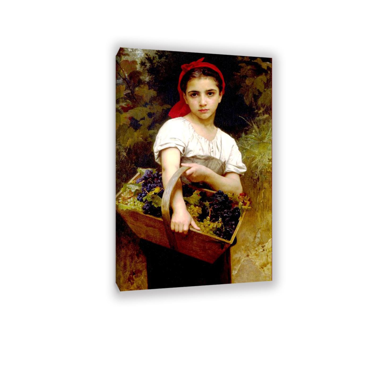 RXNHGJDS William-Adolphe Bouguereau Wall Art The Grape Picker Fine Art Portrait Wall Painting Aesthetic Wall Decor for Living Room Bedroom Bathroom Home Decor 110x70cm Inner frame