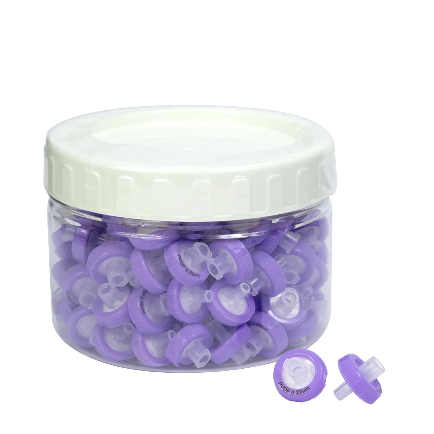 100 Stücke PVDF Spritzenfilter Hydrophilic 0,22 μm Porengröße, 13 mm Membran Durchmesser, Labor-spritzenfilter für die Biomedizinische Wissenschaft, Lila (Fässern Verpackt)