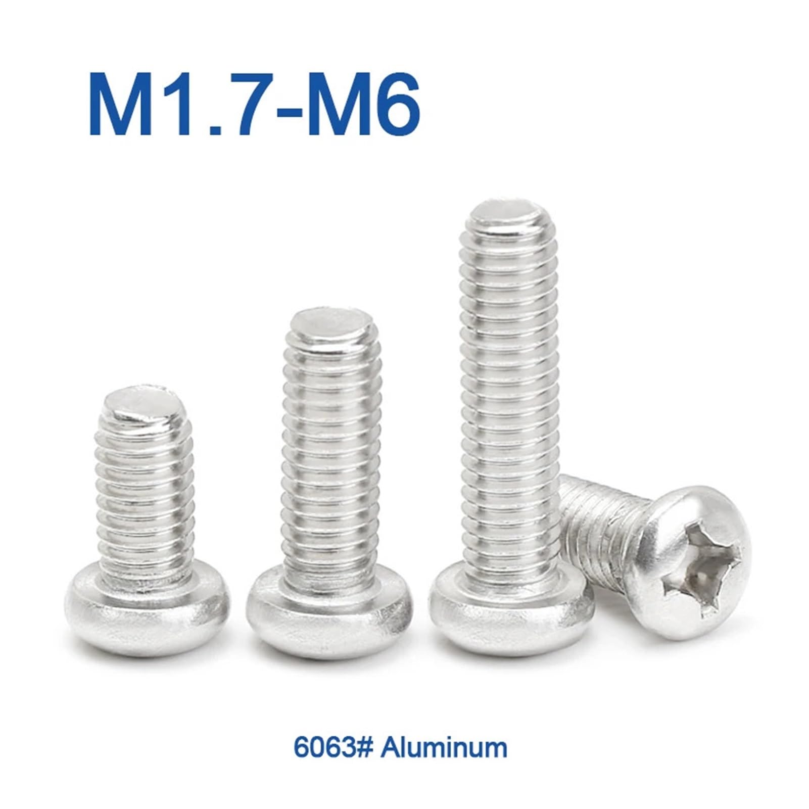 6063# Śruby ze stopu aluminium M1,7 M2,5 M3, M4, M5, M6 PM z łbem walcowym gniazdem krzyżowym DIN7985 (4 mm,0 (50 szt.))(35mm,M4 (50pcs))
