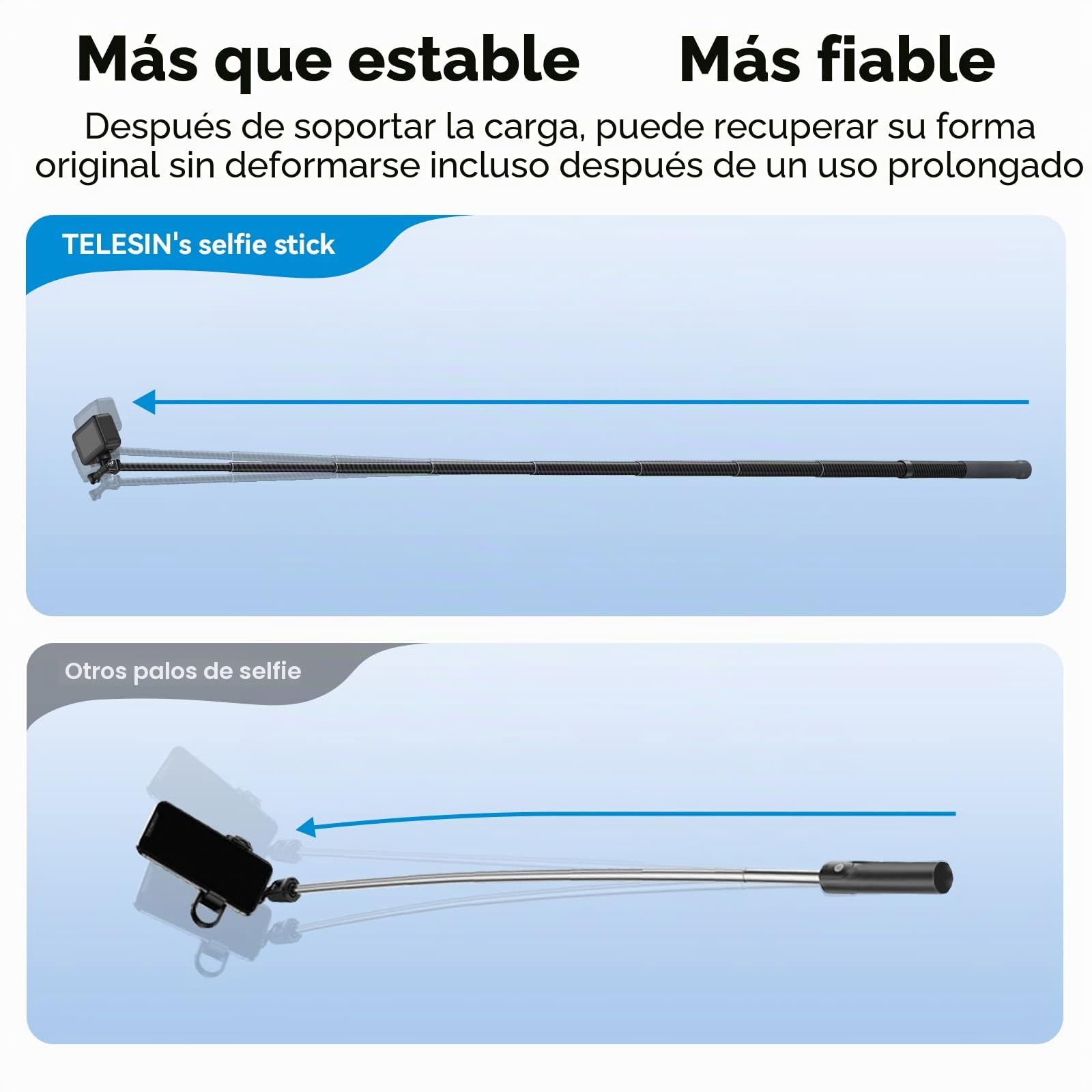 TELESIN 118 pulgadas/3m de Fibra de Carbono Palo Selfie para GoPro Hero 13 12 11 10 9 8 Insta360 X5 X4 X3, dji Osmo 360 Action 6 5 Pro 4 3