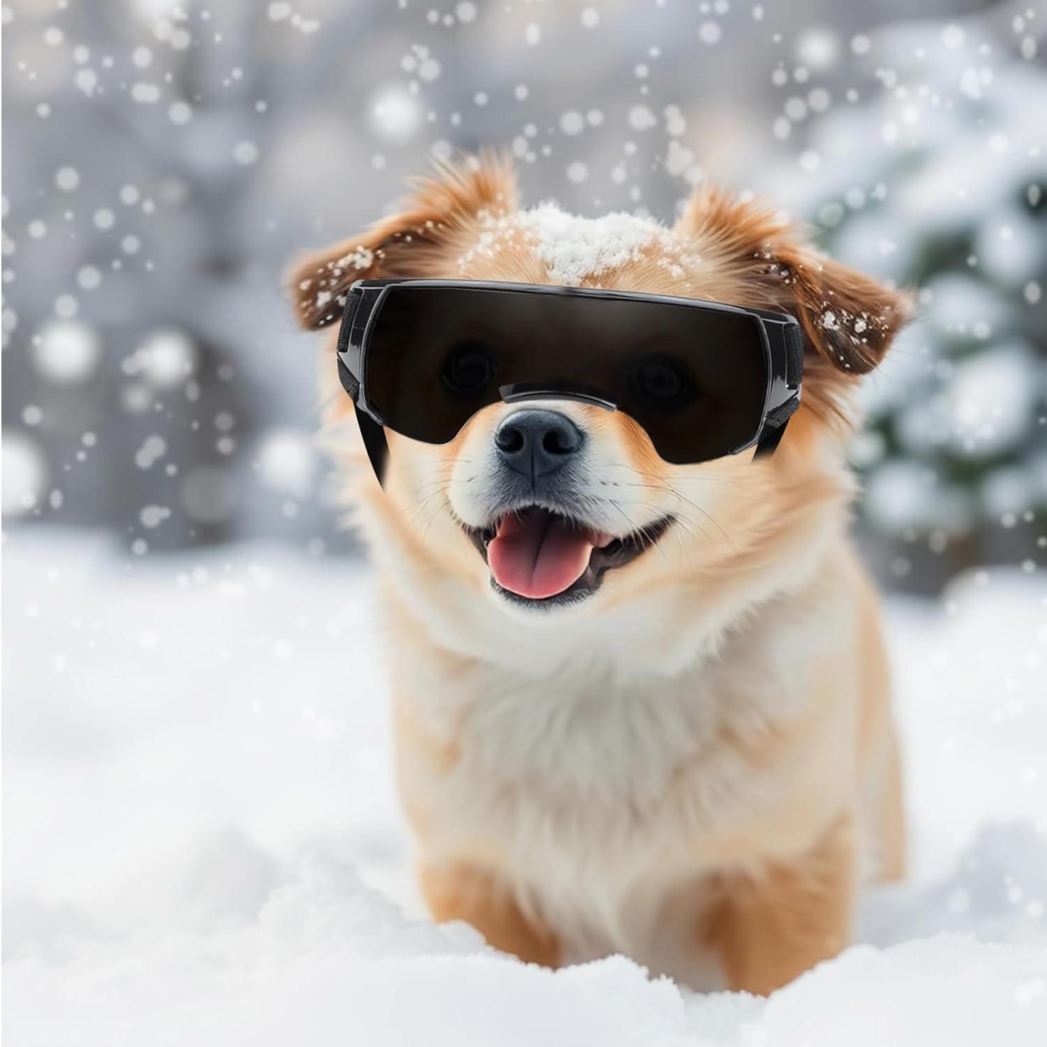 Occhiali x cani piccola taglia,Occhiali da Sole per Cani,UV con Cinturino Elastico Regolabile Antivento,per Cani di Taglia Piccola Media All' Aperto Protezione per Gli Occhi (nero)
