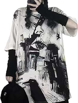 LREUIP Gothic Oversized Printed T-Shirt Harajuku Street