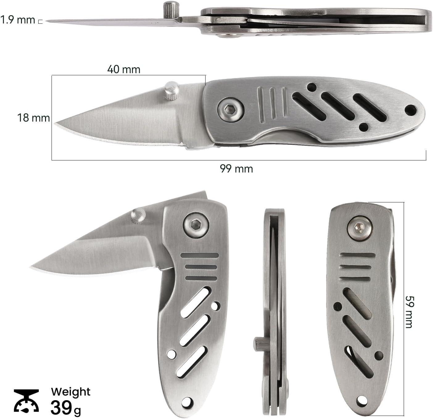 BARRYSAIL Mini Keychain Knife, 1pc Small Folding Pocket Knife with Liner Lock, 1.6 Inch Blade, Perfect Edc Tool for Women Teens