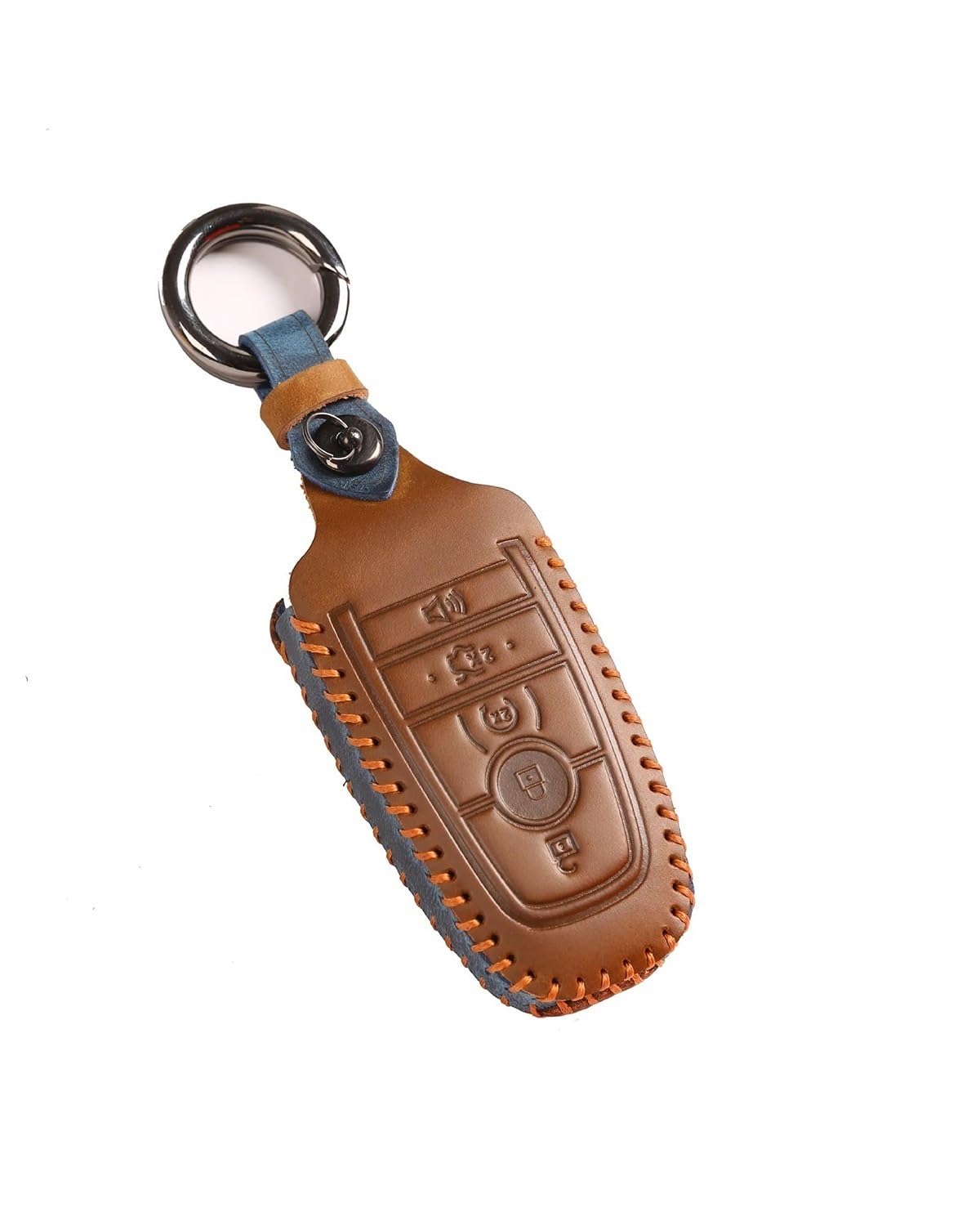 Étui de clé de voiture avec porte-clés télécommande EcoSport Edge marron - 7