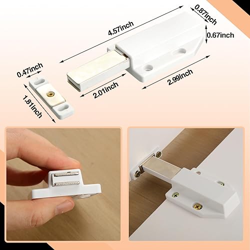 Miniatura 3 de Zonon Paquete de 8 pestillos magnéticos de empuje resistentes para abrir gabinetes, imanes de liberación de empuje, pestillo táctil para puertas