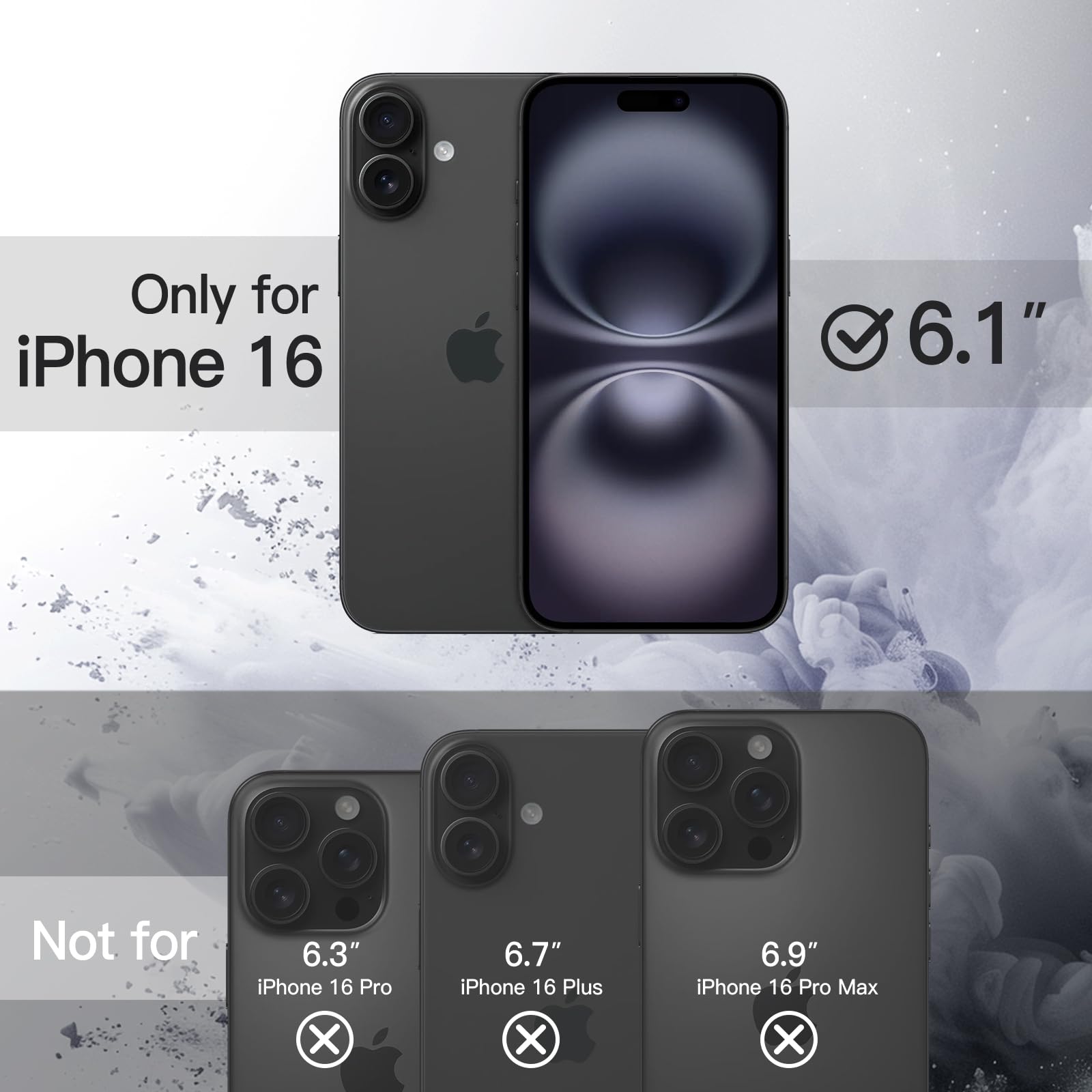 JETech Case for iPhone 16 6.1-Inch, Shockproof Phone Bumper Cover, Solid Color Matte TPU Frame, Anti-Scratch Clear Back (Black) - Image 2