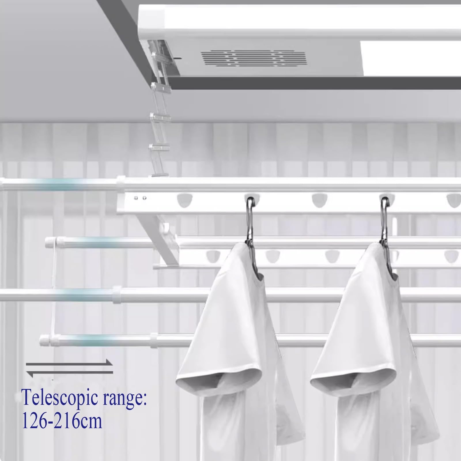 Tendedero eléctrico para Toallas de 120 cm, tendedero retráctil para Ropa de Interior para Colgar sábanas, tendedero de Techo con Capacidad de Carga de 35 kg., White