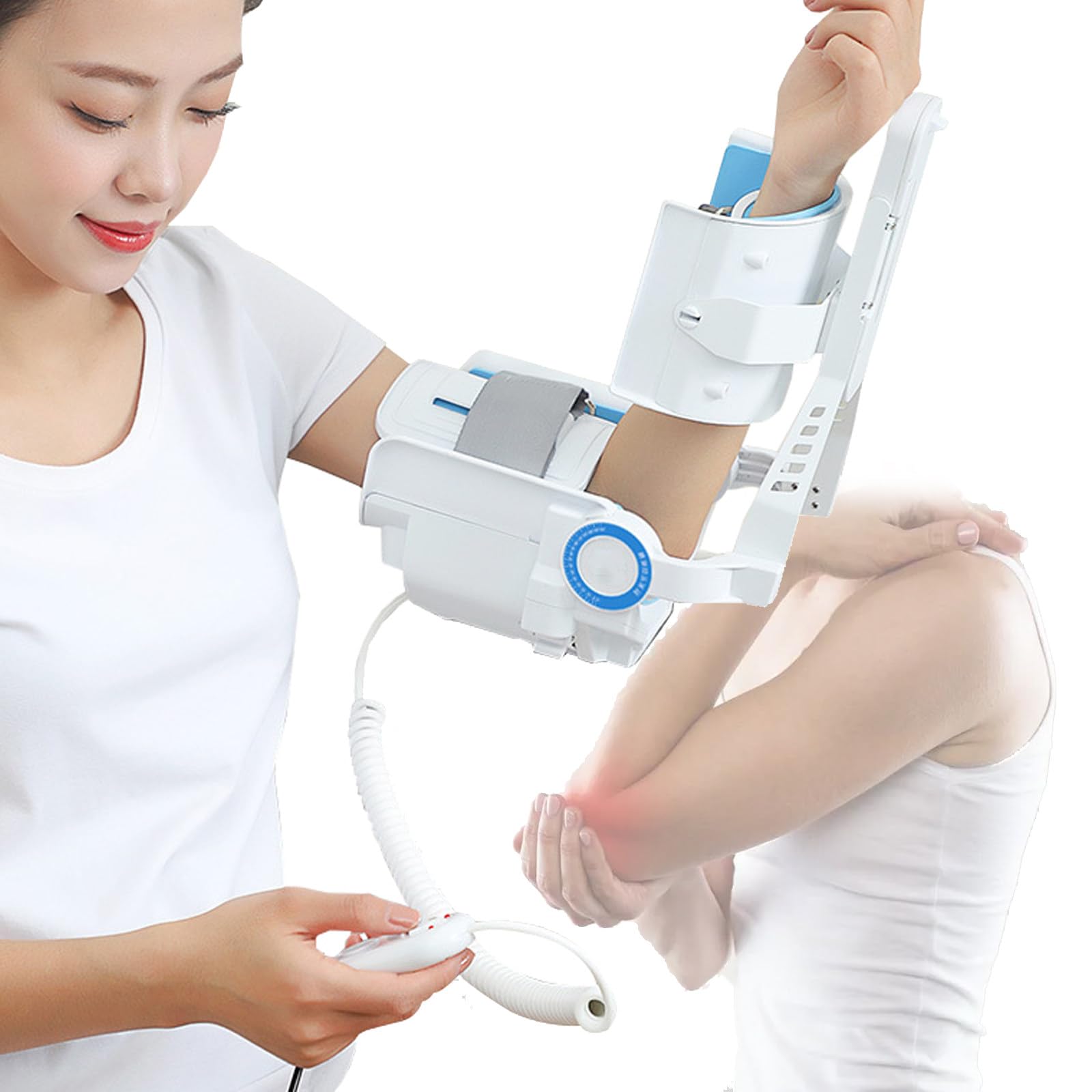 Elektryczne urządzenie do rehabilitacji nadgarstka, stabilizator łokcia, przyrząd do ćwiczeń kończyn górnych do rehabilitacji po złamaniu ramienia i niedowładzie połowiczym, -5°150°